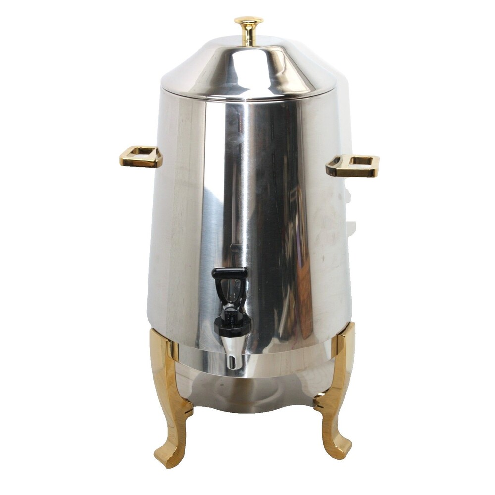 Electric Coffee Urn Stainless Steel & Gold Hot Beverage Drink Dispensor Buffet